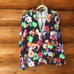 Charlie B Gardenia Print Linen Blend NWT Colorful Floral Blazer Size Large